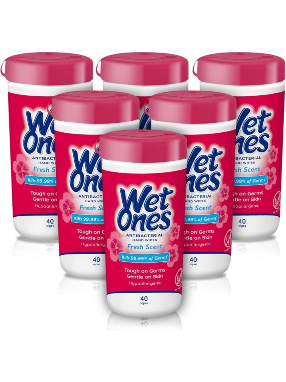 Antibacterial Hand Wipes, Fresh Scent, 40 ct Canister - 6 Pack for Germ